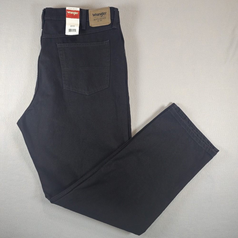 Wrangler Authentics Jeans Mens 40x34 Black Relaxed Straight Fit NWT Cotton 10ZM2